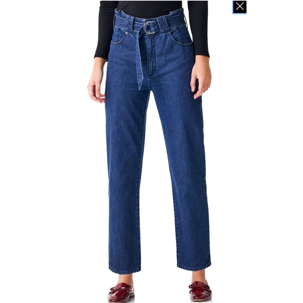 BLUE REVIVAL highrise Zurich straight leg belted denim size 25 small